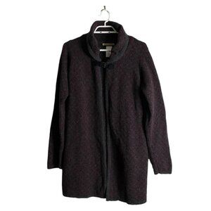 Chiaramente Women's Patterned Soft Wool Blend Open Front Buckle Cardigan